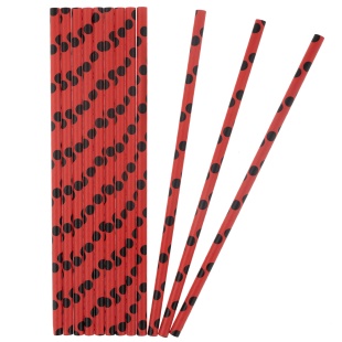 Трубочки для коктейлей, Конфетти, Красный/Черный, 12 шт. в упак. 