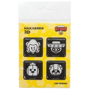 Наклейки 3D (4 шт на листе) Game Party, 3*3 см, Черный, 1 шт.