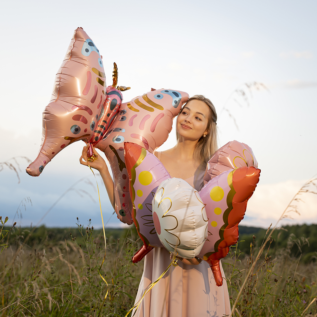 Шар (36''/91 см) Фигура, Бабочка, Розовый, 1 шт.