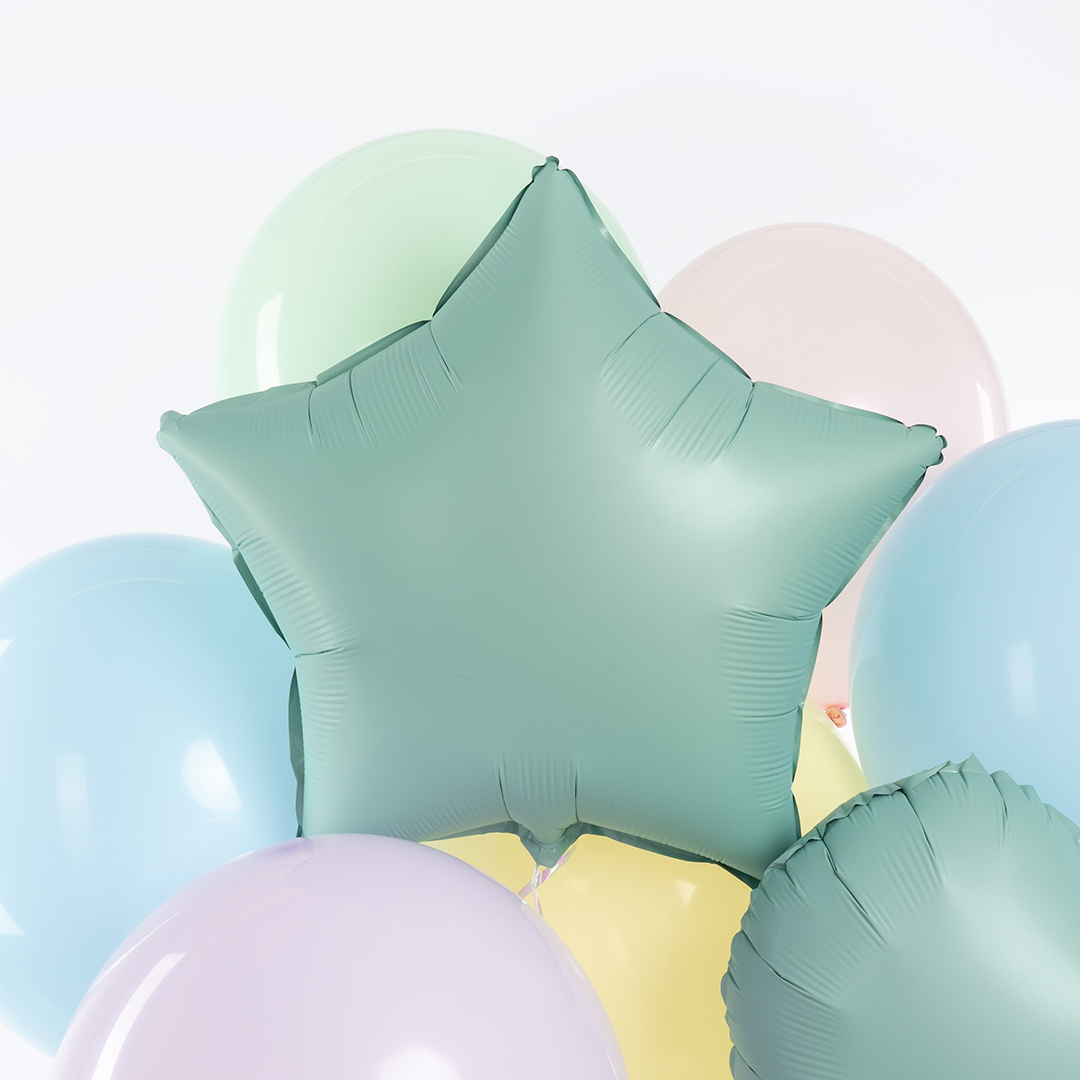 Шар (18''/46 см) Звезда, Нежная мята, Сатин, 1 шт.