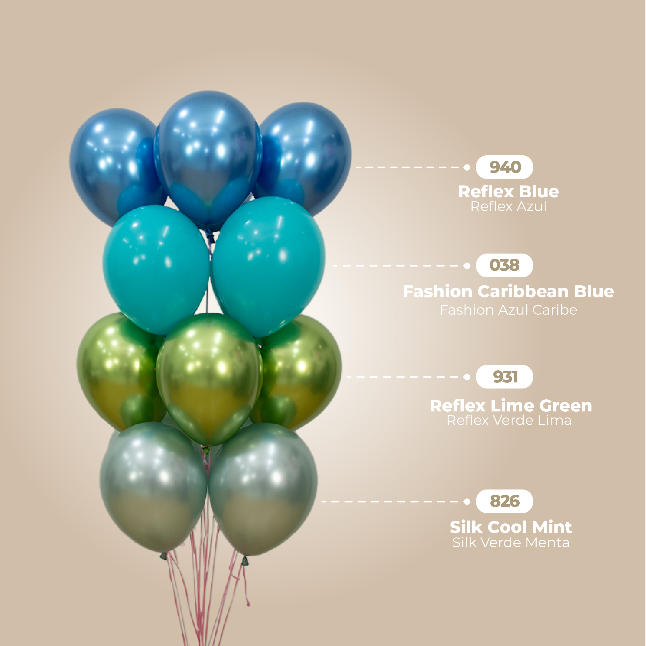 Шар (12''/30 см), Свежая мята (826), шелк, 50 шт.