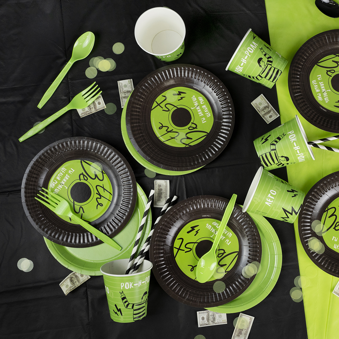 Ложки, Зеленый, 15 см, 10 шт. в упак. 