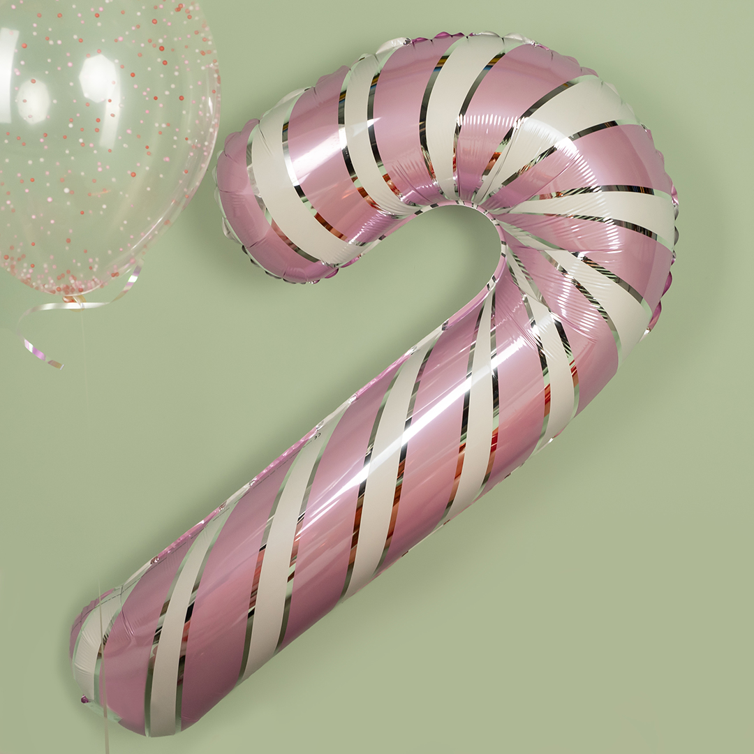 Шар (39''/99 см) Фигура, Леденец трость, Розовый, 1 шт.