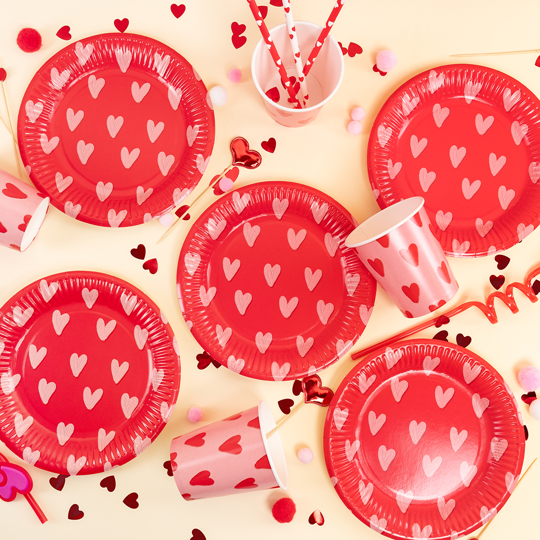 Тарелки (7''/18 см) Сердечки, 6 шт.