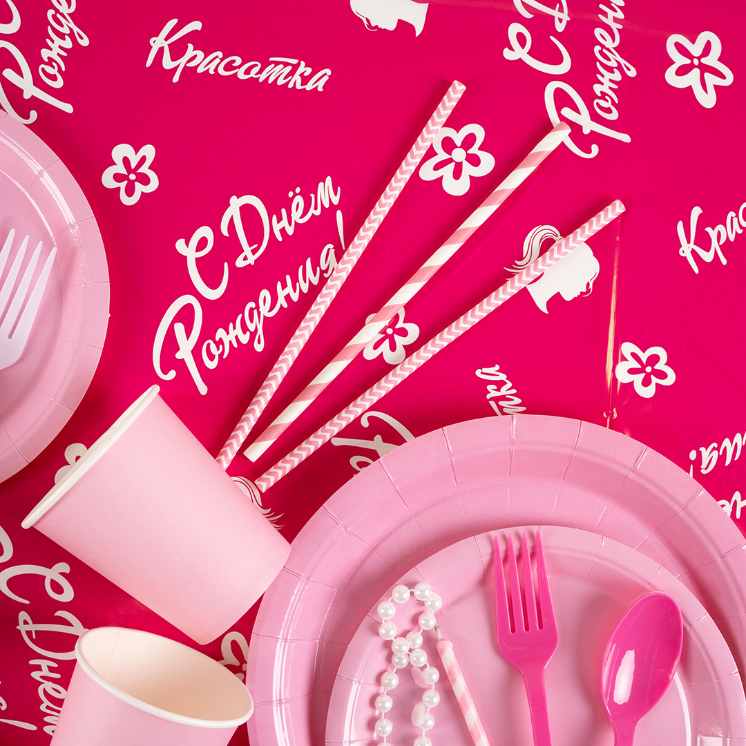 Трубочки для коктейлей, Розовый микс, Металлик, 12 шт. в упак. 