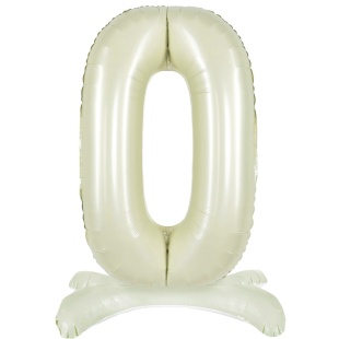 Шар (32''/81 см) Цифра на подставке, 0, Белый песок, 1 шт. в уп.