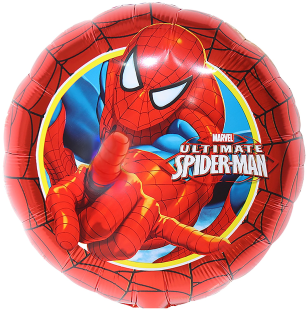 Шар (18''/46 см) Круг, Человек Паук, Дизайн №2, 1 шт. в уп. (цв.этик.)