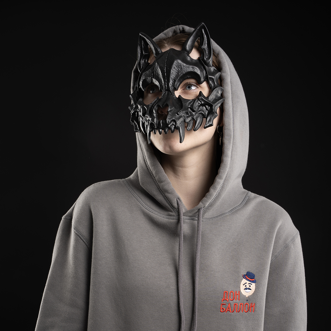 Карнавальная маска, Череп волка, Черный, 20*17 см, 1 шт. 