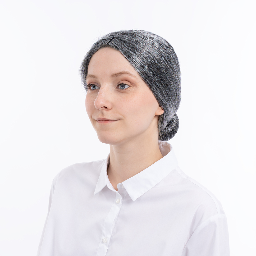 Парик карнавальный, 140 гр, Старушка, Седой, 1 шт. в упак. 