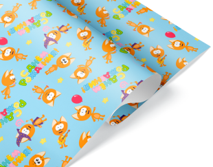 Упаковочная бумага 105гр (0,7*1 м) Котенок Котэ, С Днем Рождения!, 10 шт.