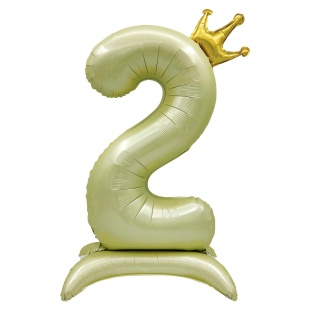 Шар (40''/102 см) Цифра на подставке, 2 Золотая корона, 1 шт. в уп.