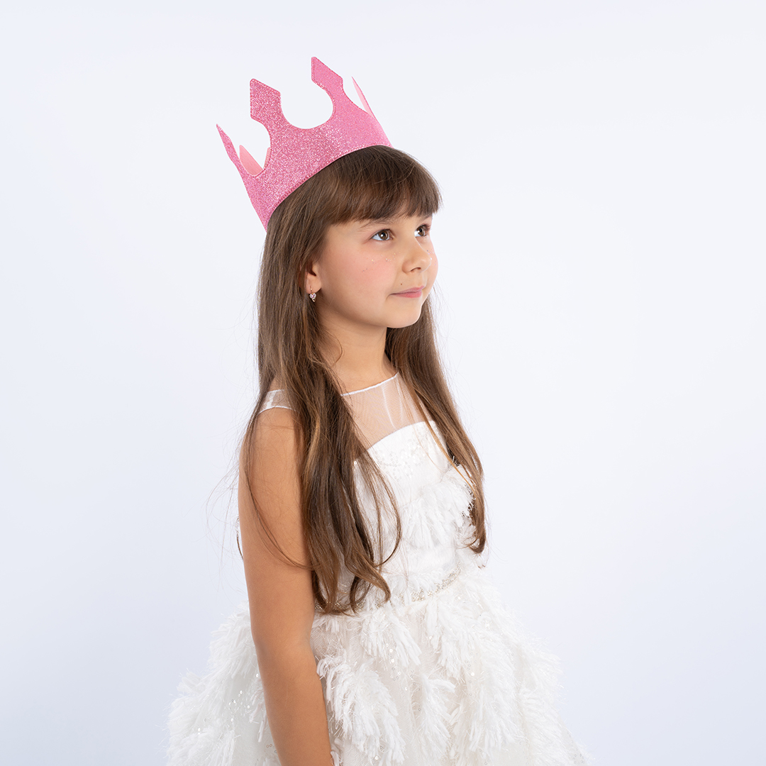 Корона тканевая, Классика, ОГ 58 см, Розовый, 1 шт. 