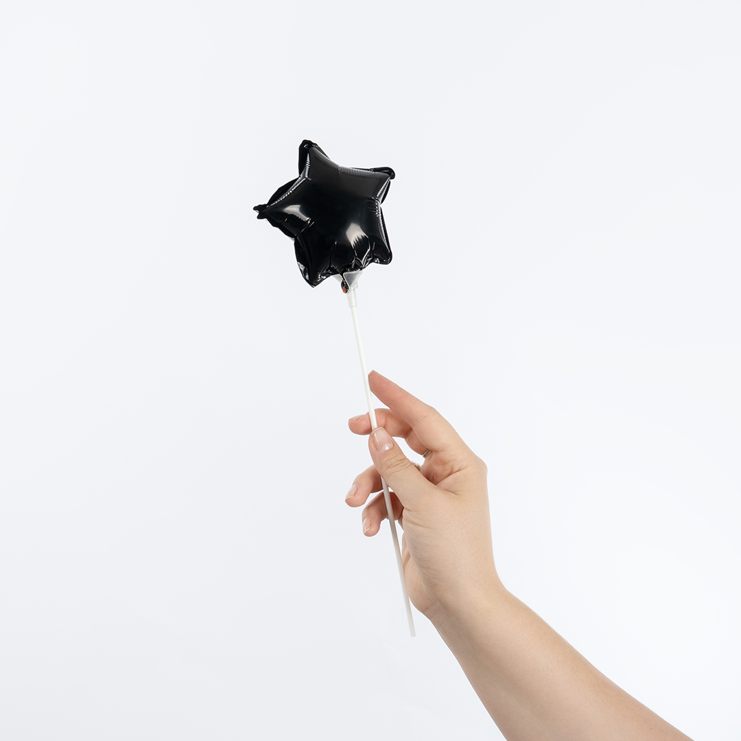Шар с клапаном (5''/13 см) Микро-звезда, Черный, 1 шт.