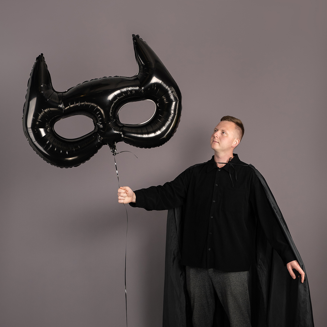 Шар (42''/107 см) Фигура, Маска, Черный, 1 шт.