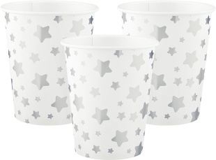 Стаканы (250 мл) Звезды Микс, Белый/Серебро, Металлик, 6 шт.