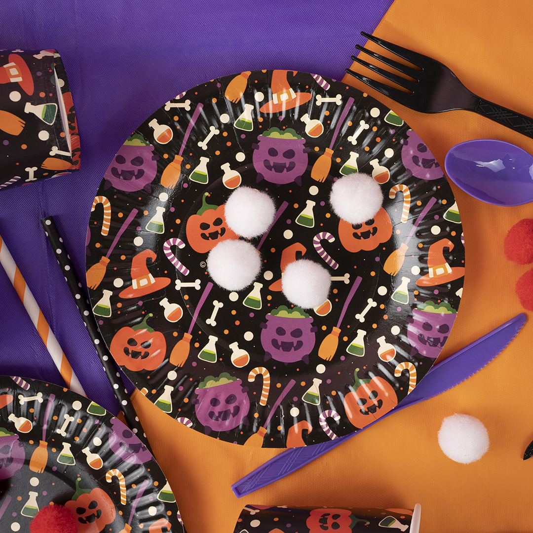 Тарелки (7''/18 см) Яркий Хэллоуин, 6 шт.