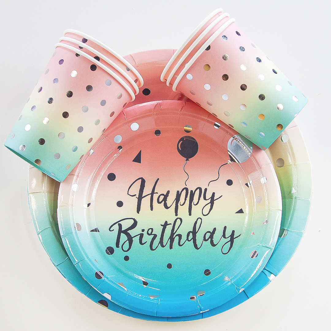 Стаканы (250 мл) Невесомый ДР, Радужный/Серебро, Металлик, 6 шт.