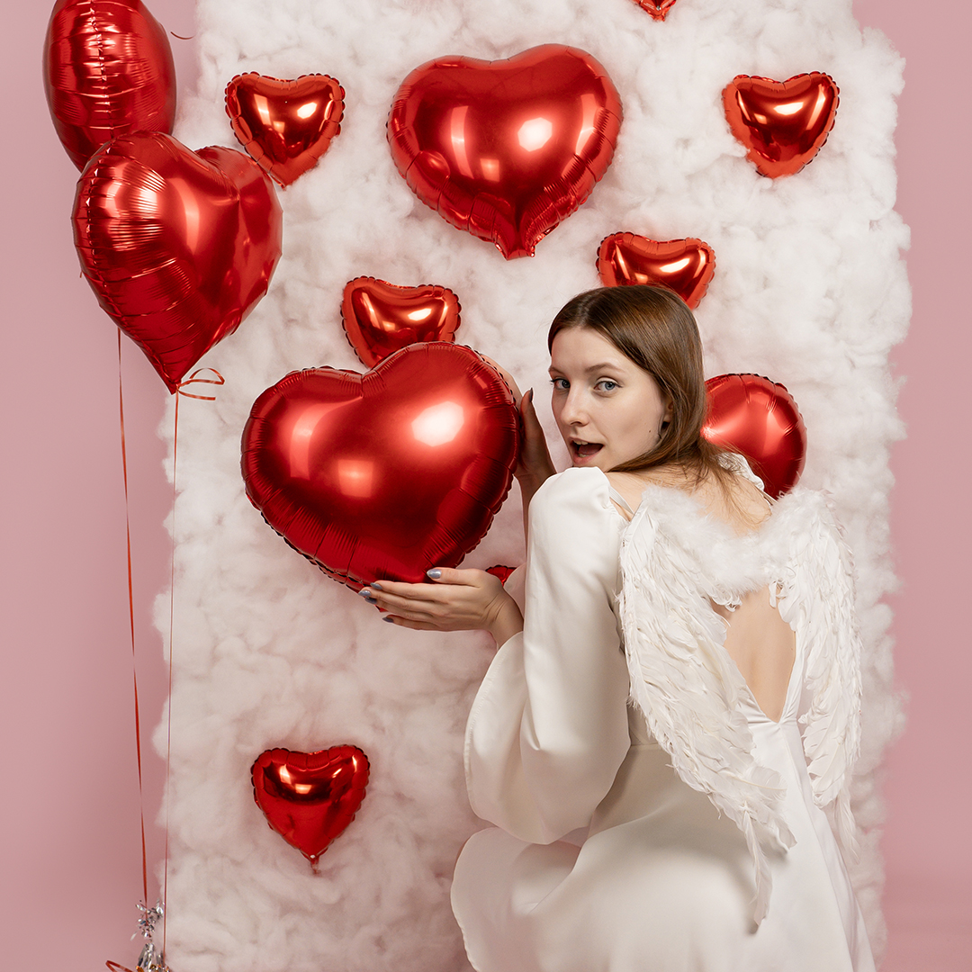 Шар (18''/46 см) Сердце, Красный, Металлик, 1 шт.