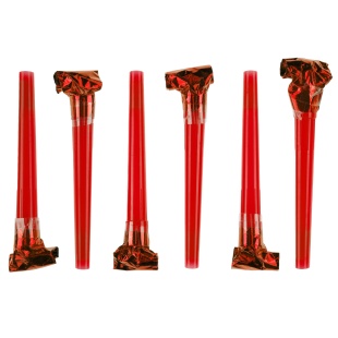 Карнавальные язычки гудки, Шумчики, Красный, 11 см, 6 шт. в упак. 