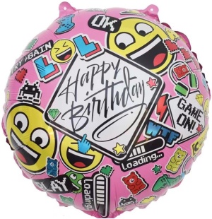 Шар (18''/46 см) Круг, Геймер, С Днем Рождения!, Розовый, 1 шт.