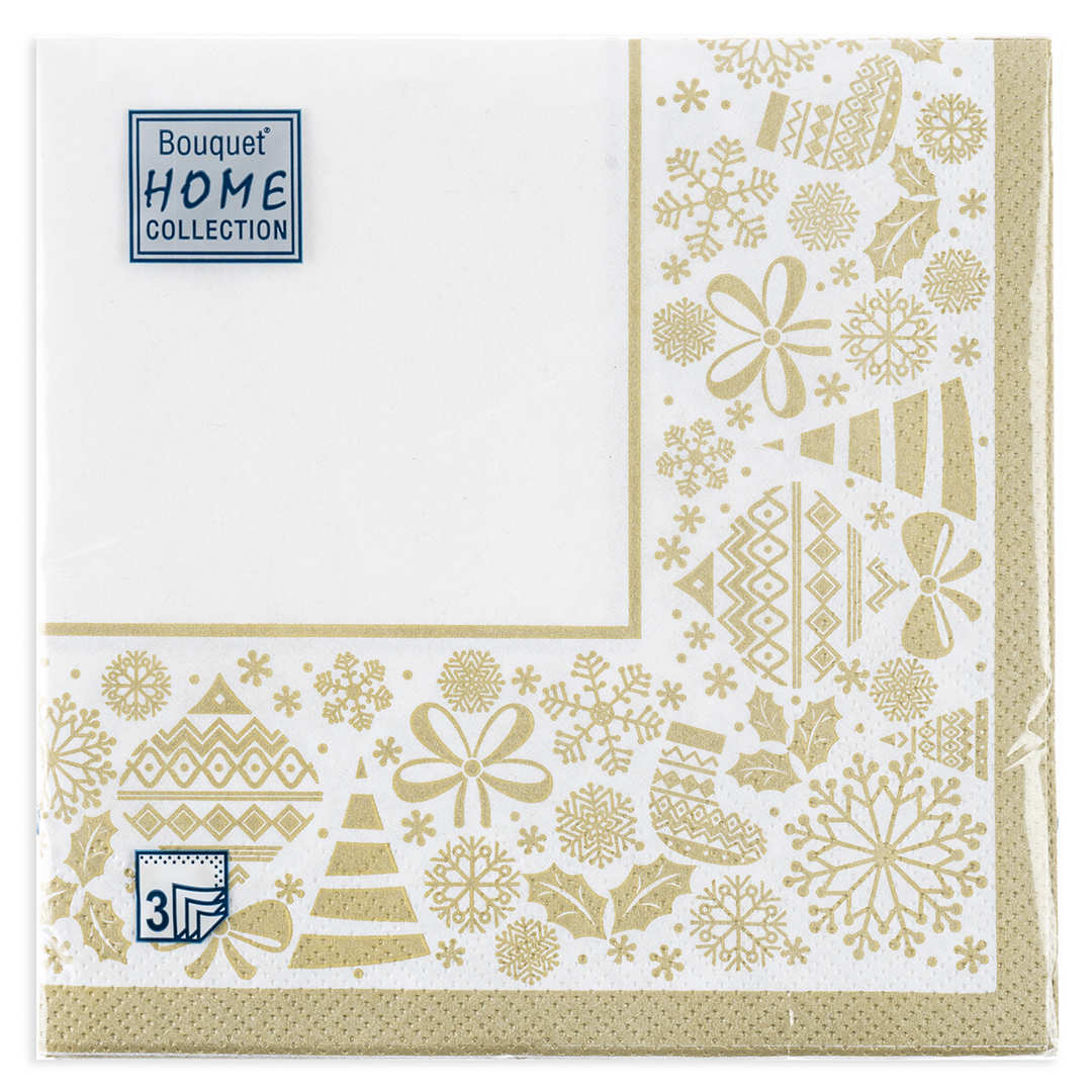 Сервировочные салфетки, Новогодняя скатерть, Золото, 33*33 см, 20 шт.