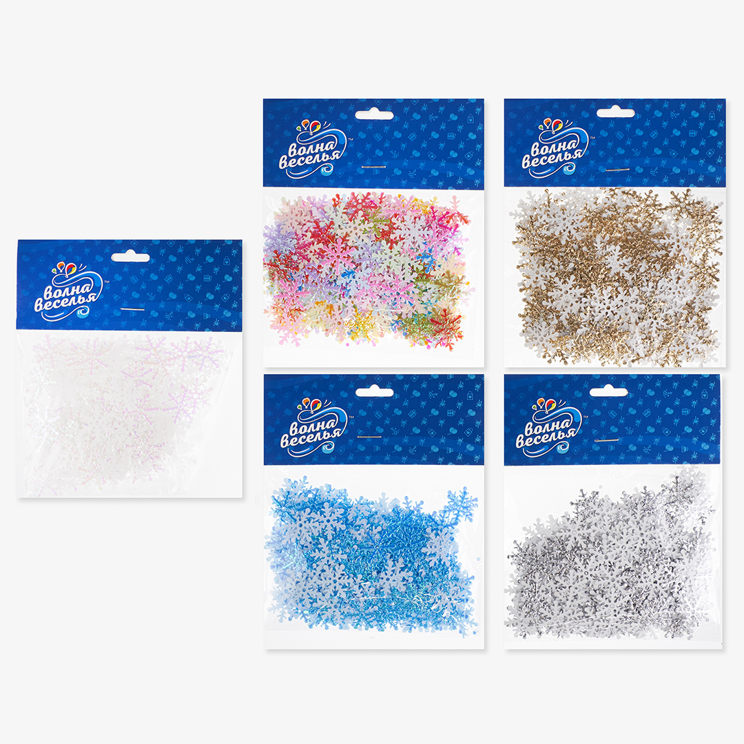 Декоративное украшение Снежинки, фетр, 2 см, Белый, 300 шт.