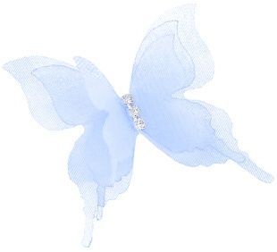 Декоративные бабочки Шифоновые, трехслойные, клеевые точки в компл, Голубой, 4,5*5 см, 10 шт.