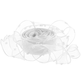 Лента декоративная (2,5 см*9,14 м) Воздушные точки, Белый, 1 шт.