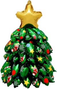 Шар (15''/38 см) Мини-фигура 3d, Новогодняя елка, 1 шт. в уп.