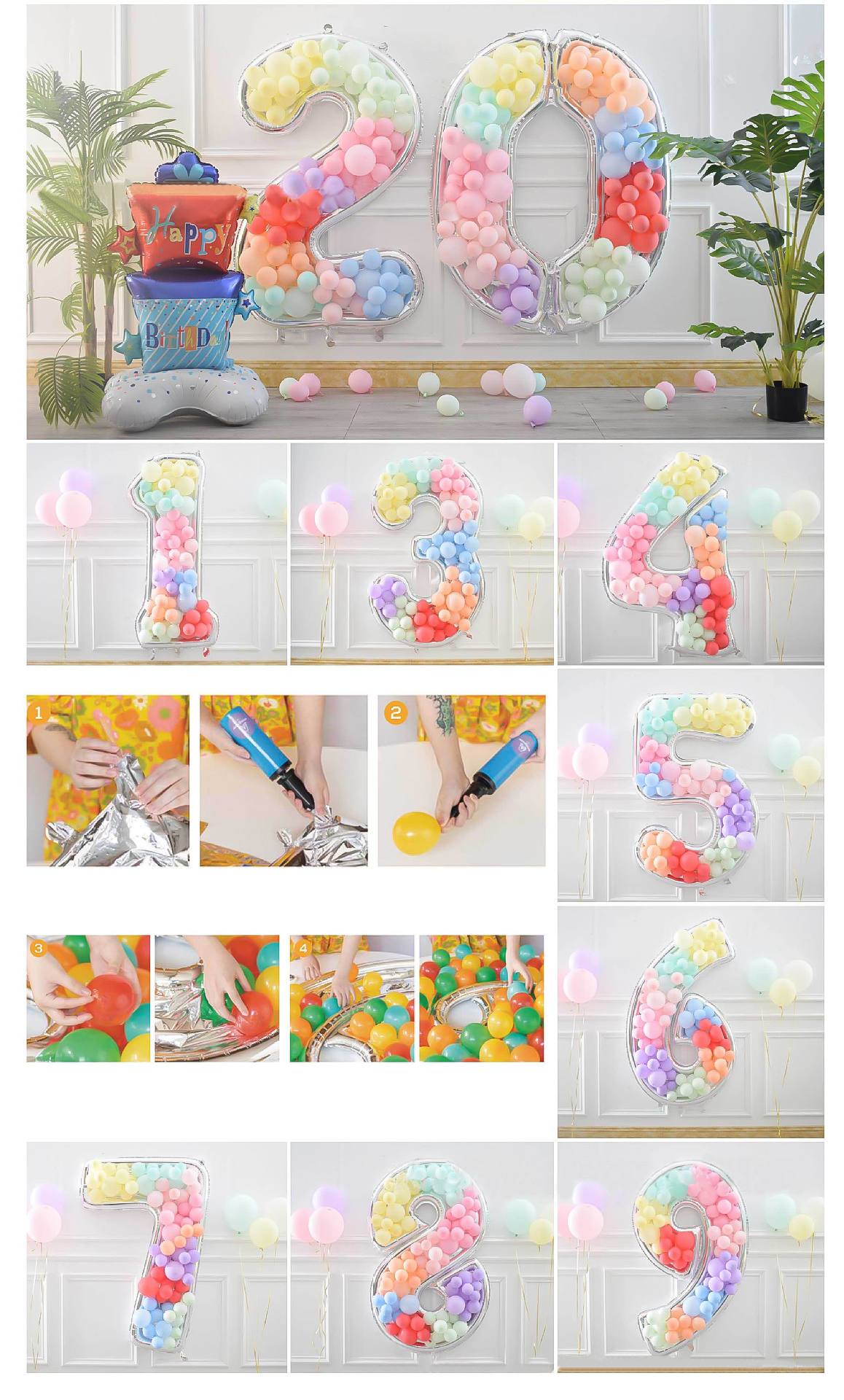 Шар (65''/165 см) Цифра, 0 Каркасная, 1 шт. в уп.