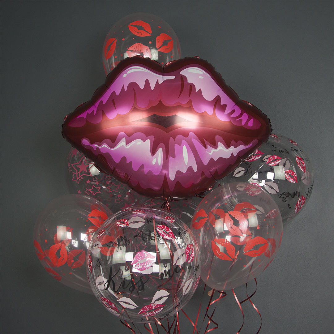 Шар (30''/76 см) Фигура, Губы, Красный, 1 шт. в уп.