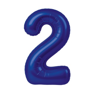 Шар (40''/102 см) Цифра, 2 Slim, Полуночно-синий, 1 шт. в уп.