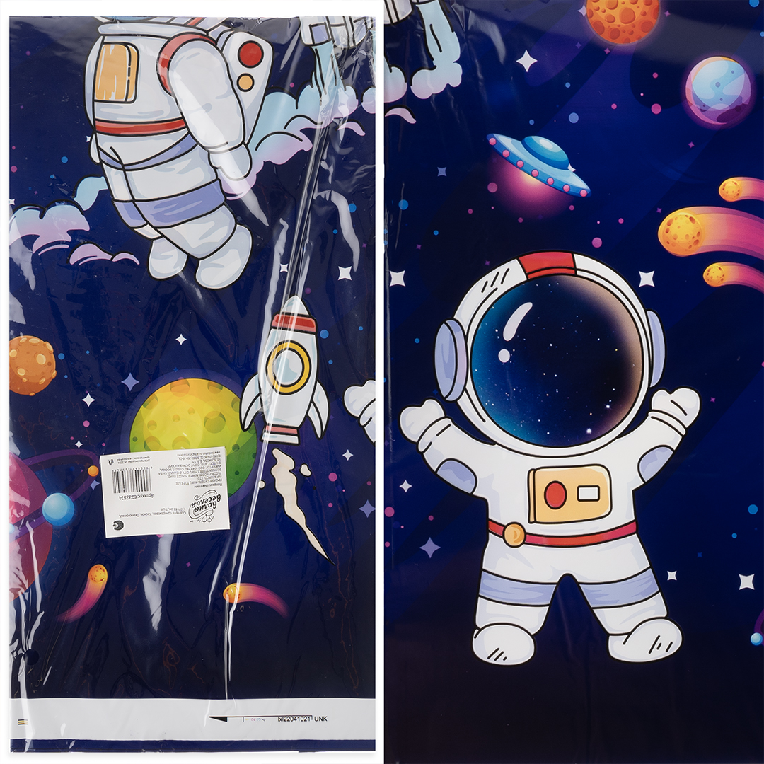 Скатерть одноразовая, Космос, Темно-синий, 135*183 см, 1 шт.