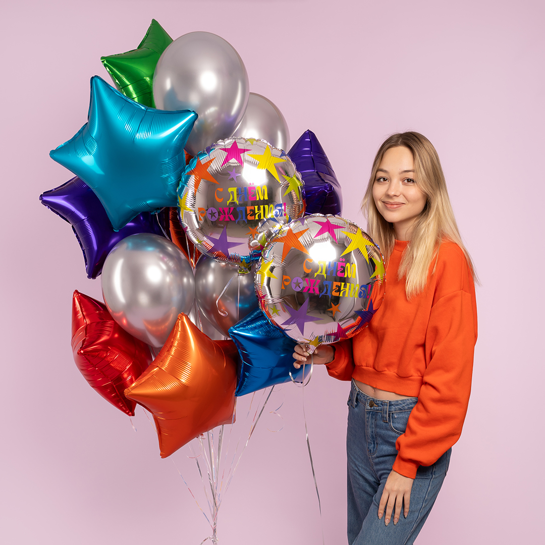 Шар (18''/46 см) Звезда, Аквамарин, Сатин, 1 шт.