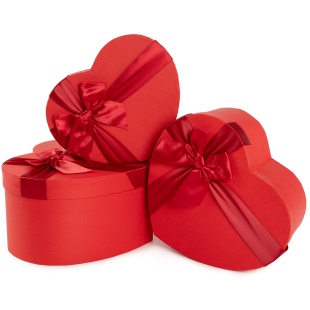 Набор коробок Сердце, с бантом, Красный, 27*23*13 см, 3 шт. в упак. 