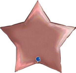 Шар (36''/91 см) Звезда, Розовое Золото, Голография, 1 шт. в уп.