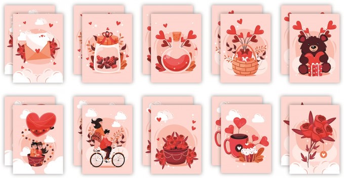 Набор мини-открыток, Про любовь, 5*7 см, 20 шт.
