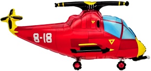 Шар (36''/91 см) Фигура, Вертолет, Красный, 1 шт.