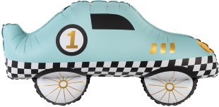 Шар (30''/76 см) Фигура, Гоночная машинка, Голубой, Сатин, 1 шт. в уп.