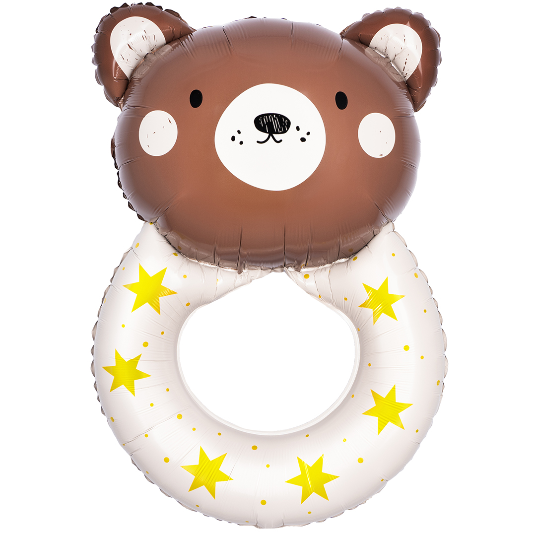Шар (33''/84 см) Фигура, Погремушка Медвежонок, 1 шт.