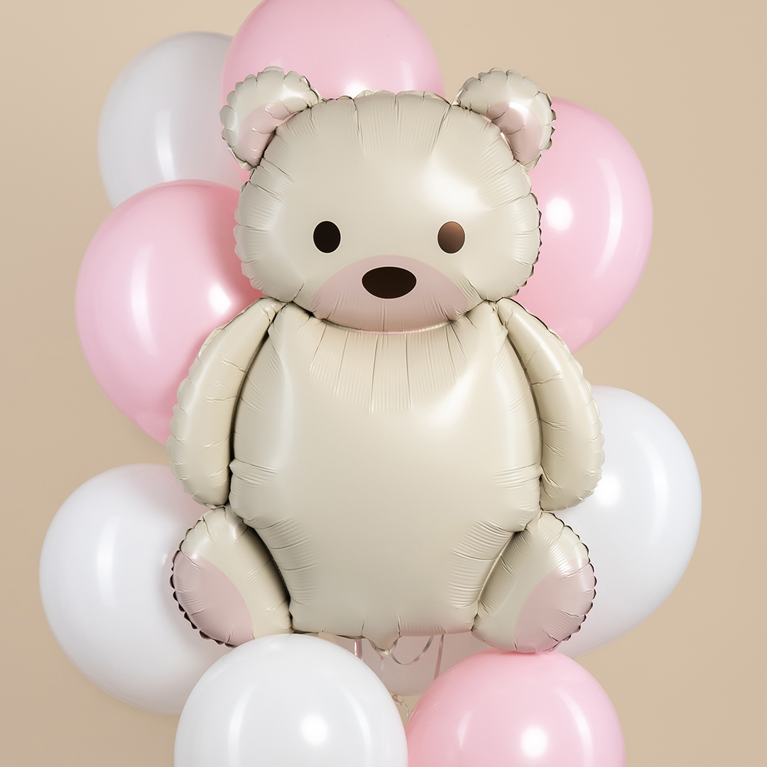 Шар (35''/89 см) Фигура, Мишка, Кремовый, Сатин, 1 шт.