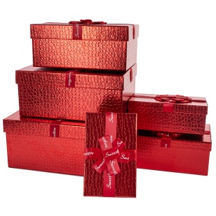 Набор коробок Кожа крокодила, Красный, Металлик, 32*25*14 см, 6 шт. в упак. 