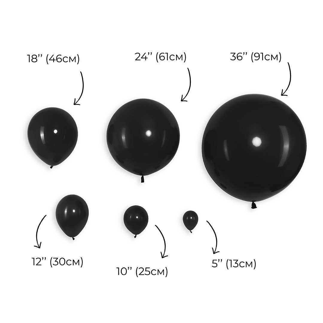 Шар (24''/61 см), Черный, пастель, 3 шт.