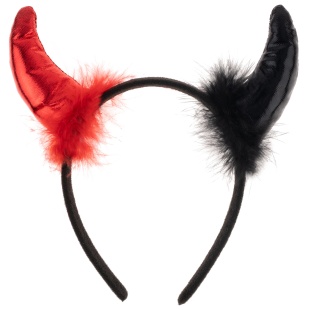 Ободок, Рожки Чертенка, Красный/Черный, Металлик, 1 шт. 