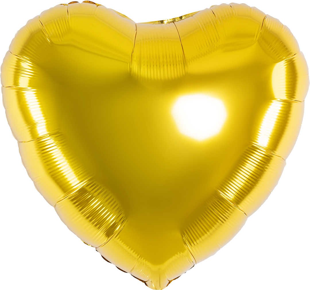 Шар (24''/61 см) Сердце, Золото, Металлик, 1 шт.