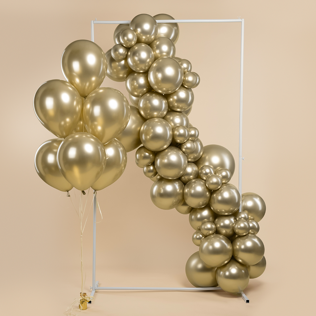 Шар (10''/25 см), Белое золото, хром, 50 шт.