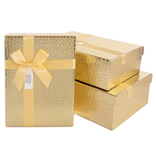 Набор коробок Кожа крокодила, Золото, Металлик, 29*21*9,5 см, 3 шт. в упак. 