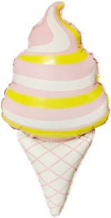 Шар с клапаном (17''/43 см) Мини-фигура, Мороженое, Розовый, Сатин, 5 шт. в уп. (цв.этик.)