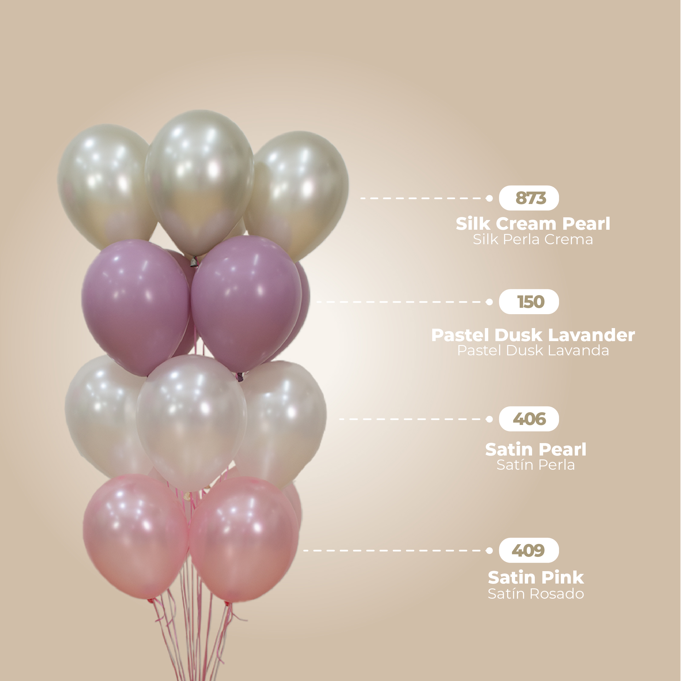 Шар (12''/30 см), Кремовый жемчуг  (873), шелк, 12 шт.