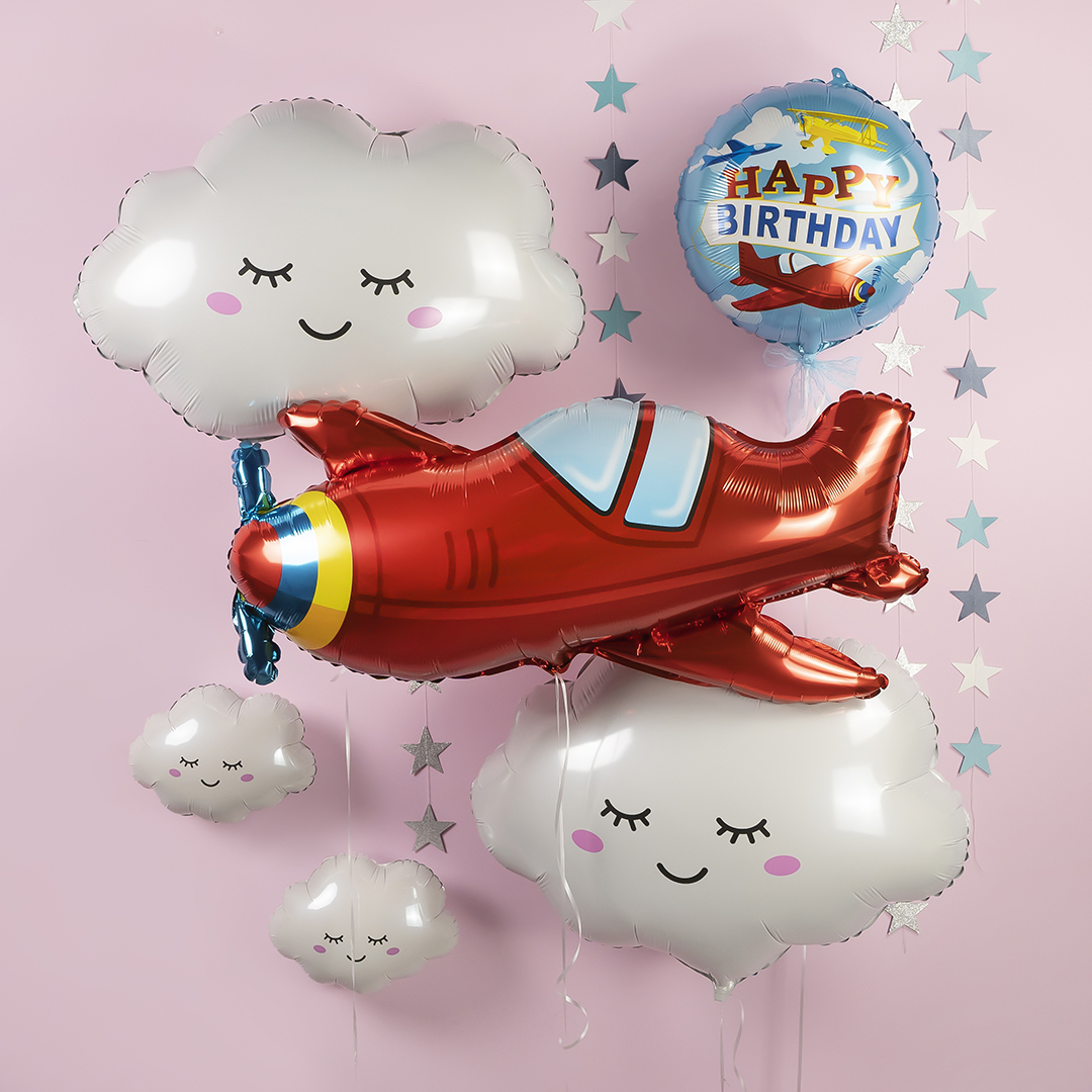 Шар (35''/89 см) Фигура, Самолет, Красный, 1 шт. в уп.